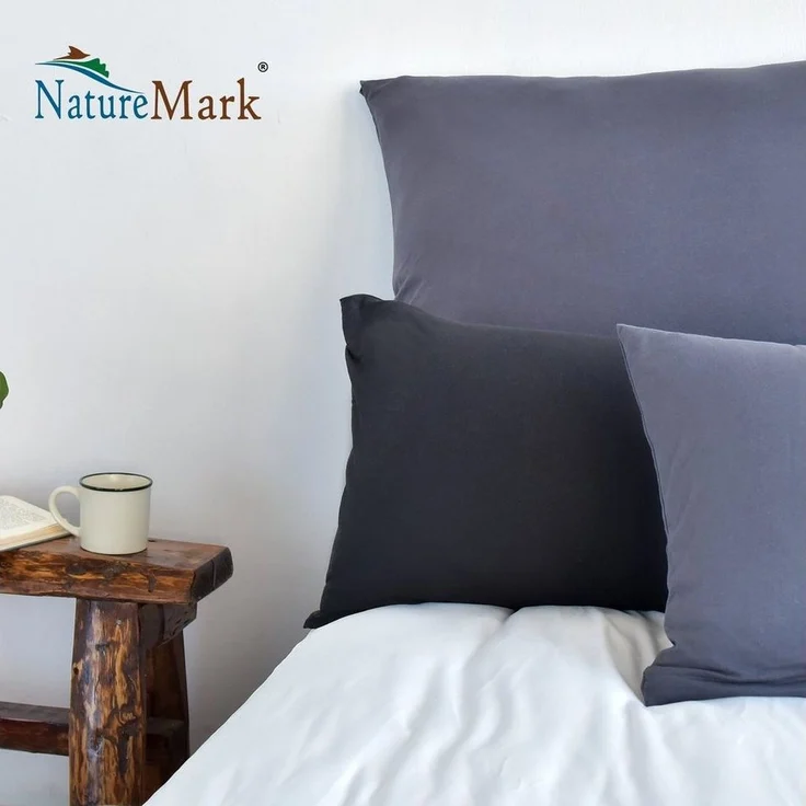 NatureMark 2er Pack Jersey Kissenbezug Kissenhülle Kissenbezüge Seitenschläferkissen Nackenkissen viele Größen und Farben ÖKO-TEX (40x60 cm (Nackenkissen geeignet), Schwarz) – Bild 3