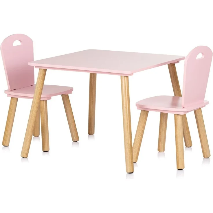 Chipolino Kinder Tischset Holztisch, 2 Holzstühle, Kindersitzgruppe, 3-teilig pink – Bild 1