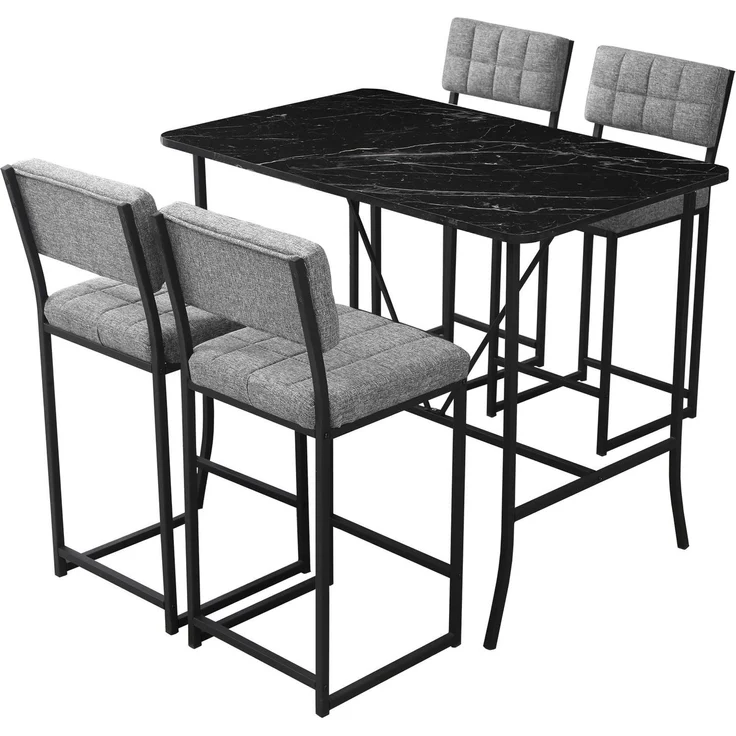 Skye Decor 'Retro - Grey, Black' Bartisch-Set mit Barhockern (5-teilig), Grau / Schwarz, 110 x 92 x 70 cm – Bild 3
