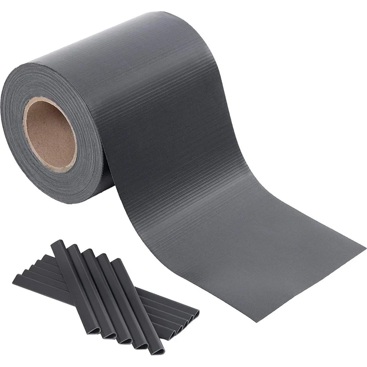 SONGMICS 100m PVC Sichtschutzstreife Zaunfolie Windschutz 2 Rolle m x 19 cm extra dick mit 50 x Befestigungsclips anthrazit GPJ100GY, 100