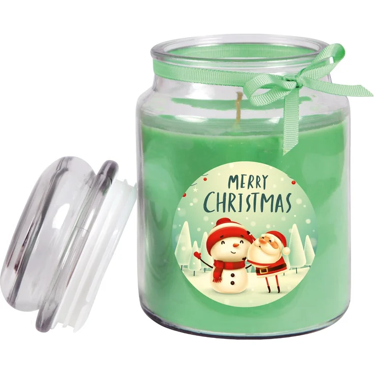 Duftkerze im Glas - Weihnachten Grün - Bonbon 500gr ( 110h ) – Bild 3