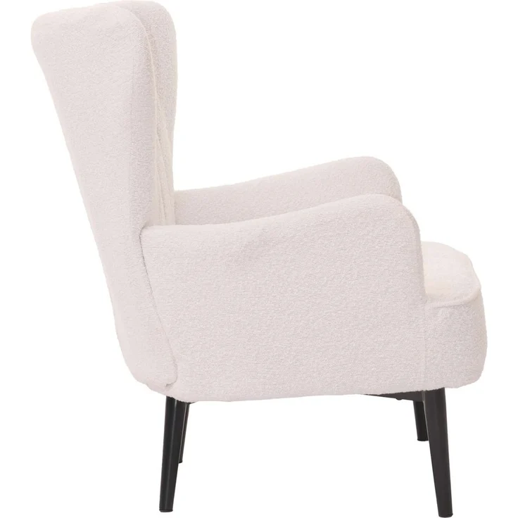 Lounge-Sessel HWC-K37, Cocktail-/Ohrensessel Polsterstuhl Retro Vintage Stoff Bouclé (600g/m²) ~ weiß – Bild 6