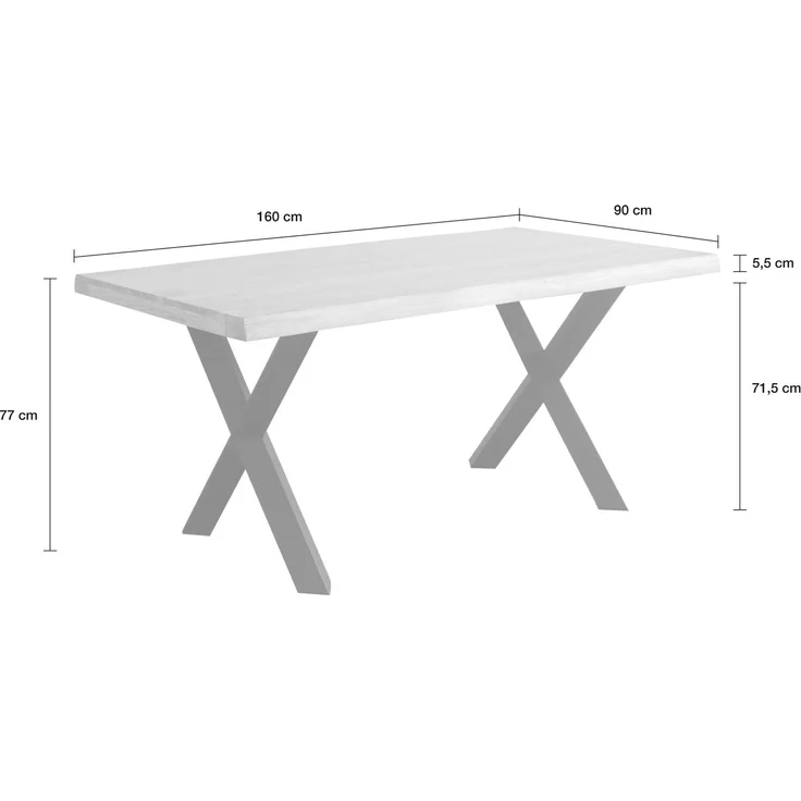 LC Home Esstisch »Verto« 160x90 cm Akazie massiv – Massivholztisch mit Baumkante & schwarzem X-Gestell – Bild 3
