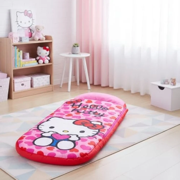 Character World Hello Kitty ReadyBed Kinder Aufblasbares Luftbett und Schlafsack mit Pumpe | Mädchen Reisematratze für Übernachtungen und Camping oder Zuhause – Bild 7