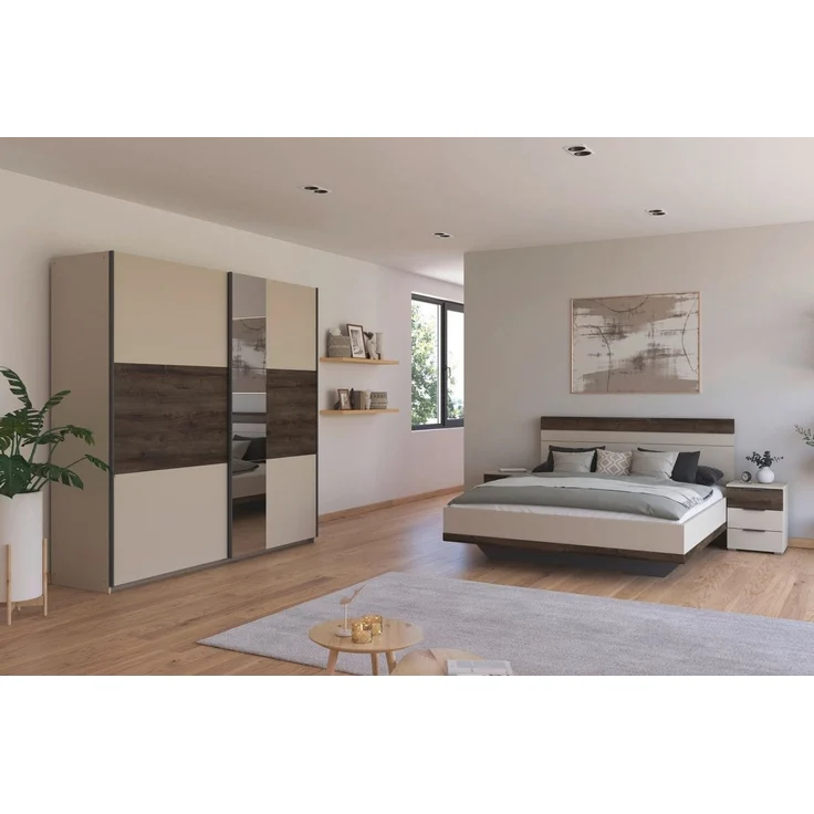 rauch Schlafzimmer-Set Komplettschlafzimmer Schlafzimmer Schlafzimmermöbel SAJO, (Set, 4-tlg, Set: Kleiderschrank mit/ohne Spiegel, Bett in 2 Breiten, 2 Nachttische), optional mit Spiegel am Kleiderschrank MADE IN GERMANY – Bild 2