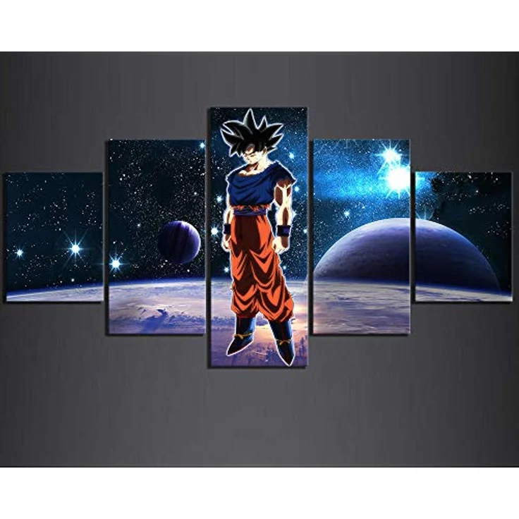 Fire-Maple Mxsnow 5, Leinwand-Wandbild Druckset 5-teilig, Dragon Ball Super Goku, UV-beständig, 30x40 cm x 2, 30x60 cm x 2, 30x80 cm x 1, inkl. Rahmen – Bild 1