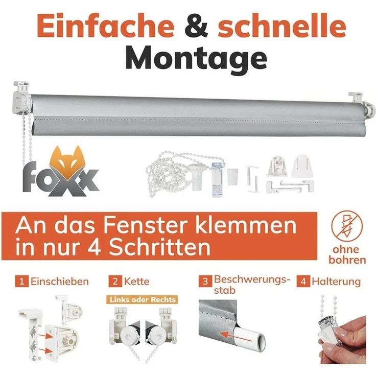 Seitenzugrollo Rollo Blackout grau 50x140, Foxx – Bild 3