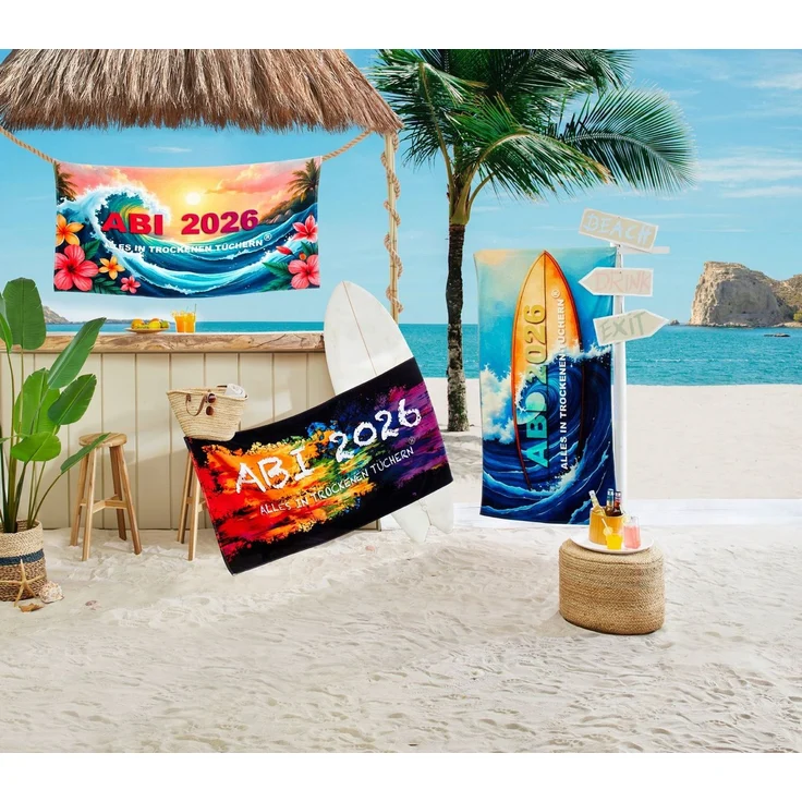 Egeria Strandtuch ABI 2026, Frottiervelours (1-St), 75x150 cm, "ABI 2026-Alles in trockenen Tüchern", Velours – Bild 2