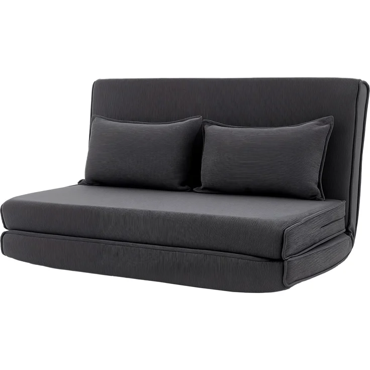 Bodenstuhl mit Rückenlehne, Cord-Klappsofa als Gästebett, verstellbare Rückenlehne, breiterer Sitz, Dunkelgrau--Dunkelgrau--135x88x74cm--YOUDENOVA – Bild 2