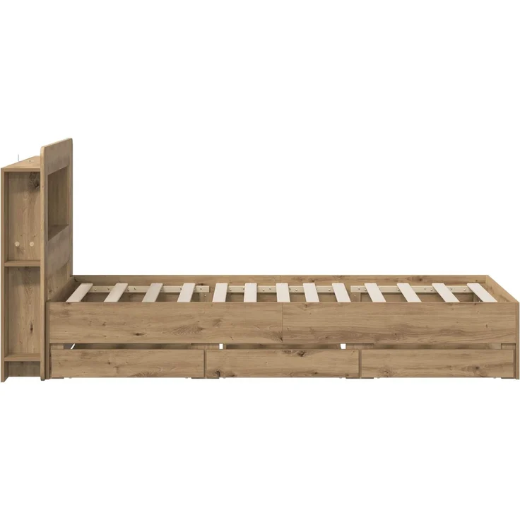 vidaXL Bettgestell mit Stauraum und Kopfteil Artisan-Eiche 90 x 200 cm 3445815 – Bild 4