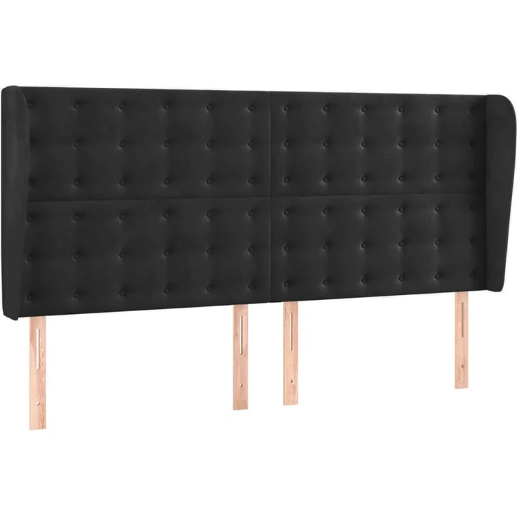 vidaXL Kopfteil mit Ohren Schwarz 183x23x118/128 cm Samt 3118452 – Bild 2