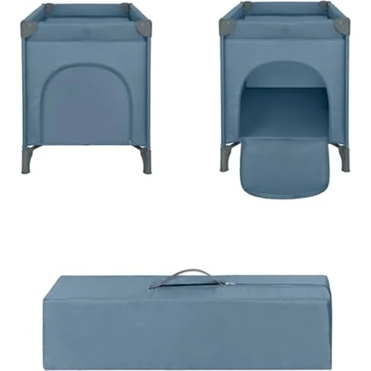 Kikkaboo Reisebett so gifted eine Ebene, weiche Matratzenauflage, Seiteneingang grau blau – Bild 5