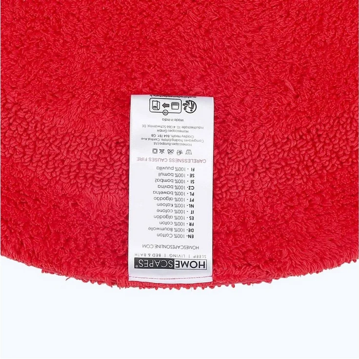 Homescapes Badematte Runde Battematte rot 80 cm aus 100% Baumwolle, Höhe 20 mm, Φ 80 cm – Bild 3