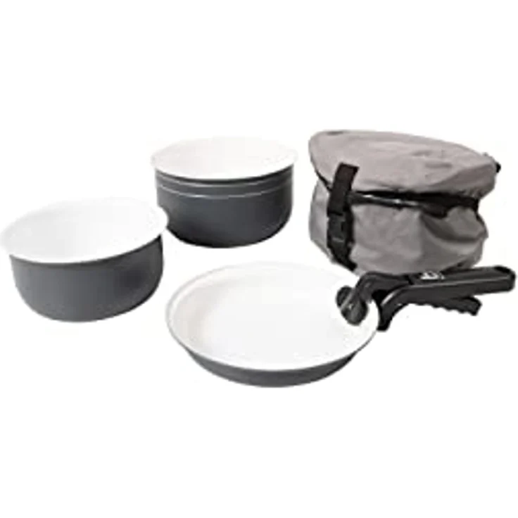 Bo-Camp Topf-Set Keramik Kochset 5-teilig Alu Camping, Koch Geschirr Topf Antihaft Pfanne – Bild 1