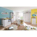 Bega 'Luca' 6-tlg. Babyzimmer-Set, aus Bett 70x140 cm, Wickelkommode inkl. Unterstellregal, 3-trg. Kleiderschrank, Standregal, Kommode und Wandregal