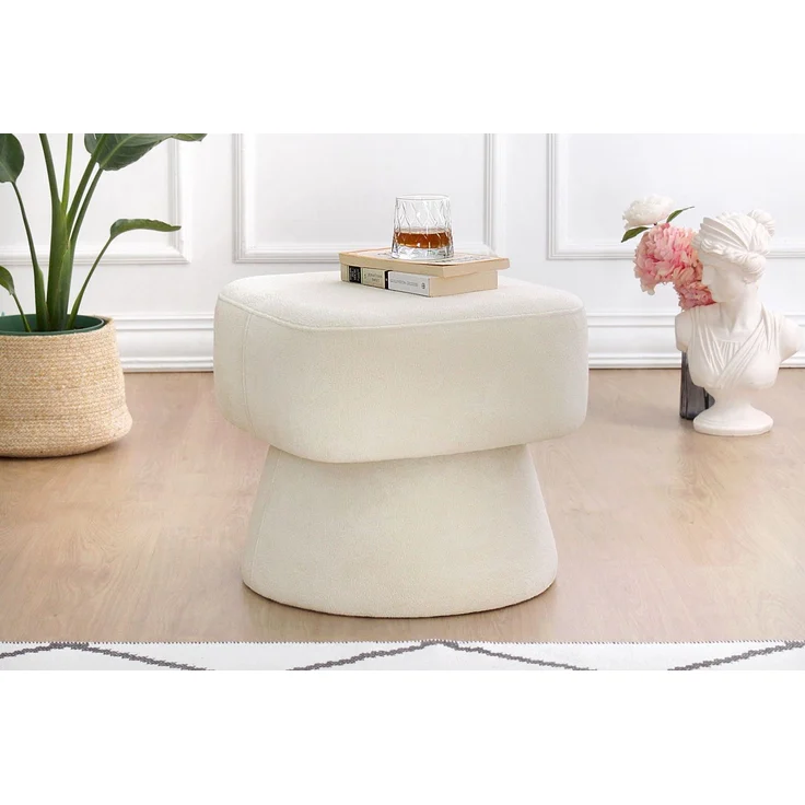 Hanah Home 'Mullin - Cream' Pouffe, Creme, 45 x 42 x 45 cm – Bild 1