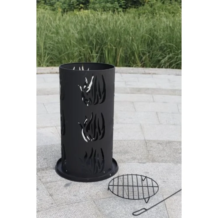 Feuersäule 80cm mit Feuerrost und Schürhaken Feuertonne Feuerkorb Ascherost – Bild 6