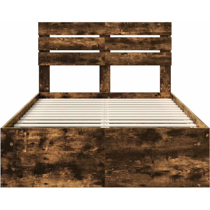 vidaXL Bettrahmen Geräucherte Eiche 120 x 190 cm Massives Kiefernholz 3411443 – Bild 6