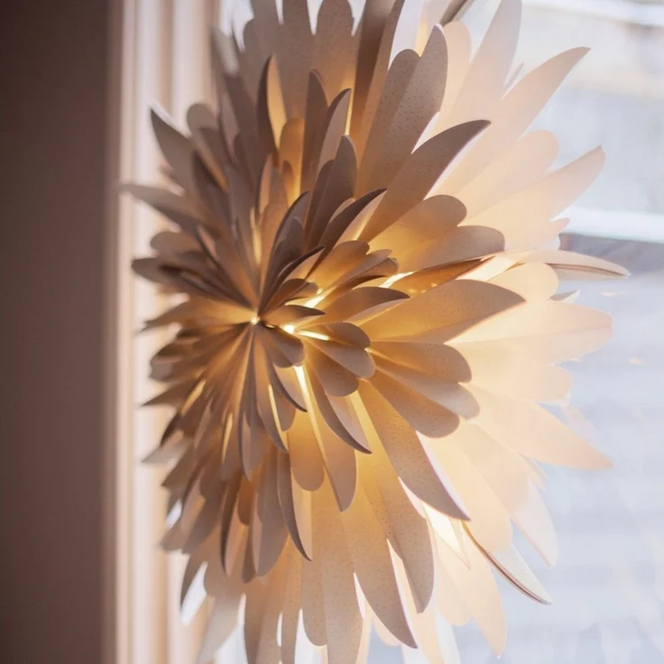 Papierstern Winter beige/gold 3-lagig Ø 60cm – Bild 2