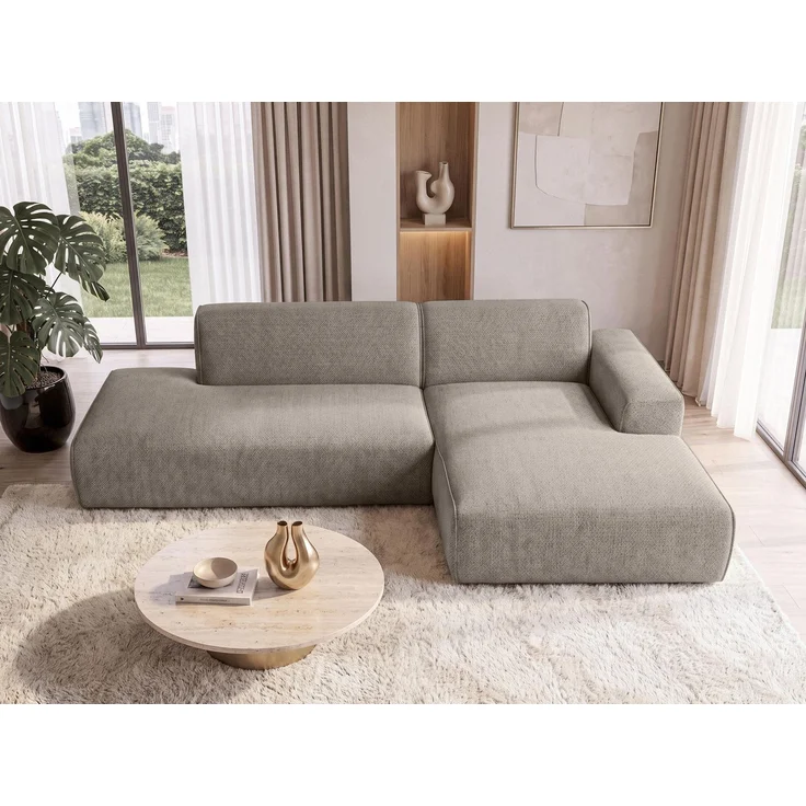 AX LIVING Ecksofa Braun Didim Duo 284 cm Chenille Sofa freistehend R – Bild 2