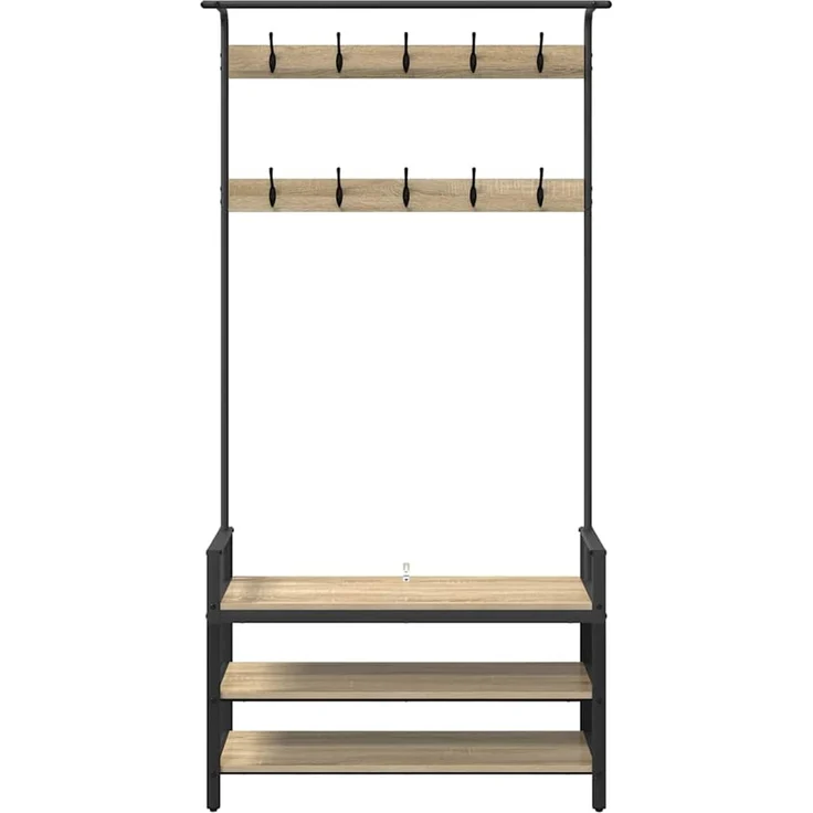 vidaXL Garderobenständer 95 x 34 x 184 cm Sonoma-Eiche Holzwerkstoff 879960 – Bild 5