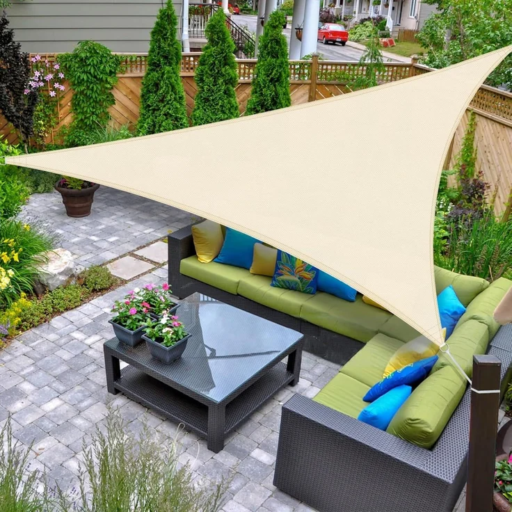 AXT SHADE Sonnensegel Wasserdicht Dreieckig 3 x 3 x 3 m Wetterschutz Sonnenschutz PES Polyester mit UV Schutz für Terrasse Balkon Garten-Helles Khaki – Bild 1