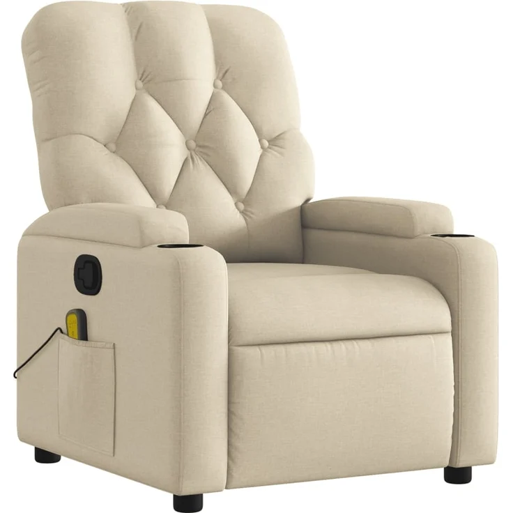 vidaXL Massage-Relaxsessel, cremefarbener Stoff 3206068 – Bild 2