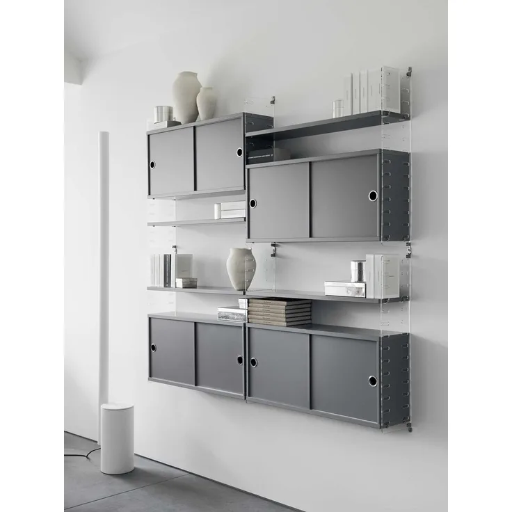 String System Hängeschrank mit Schiebetüren Walnuss natur 78/42/30
