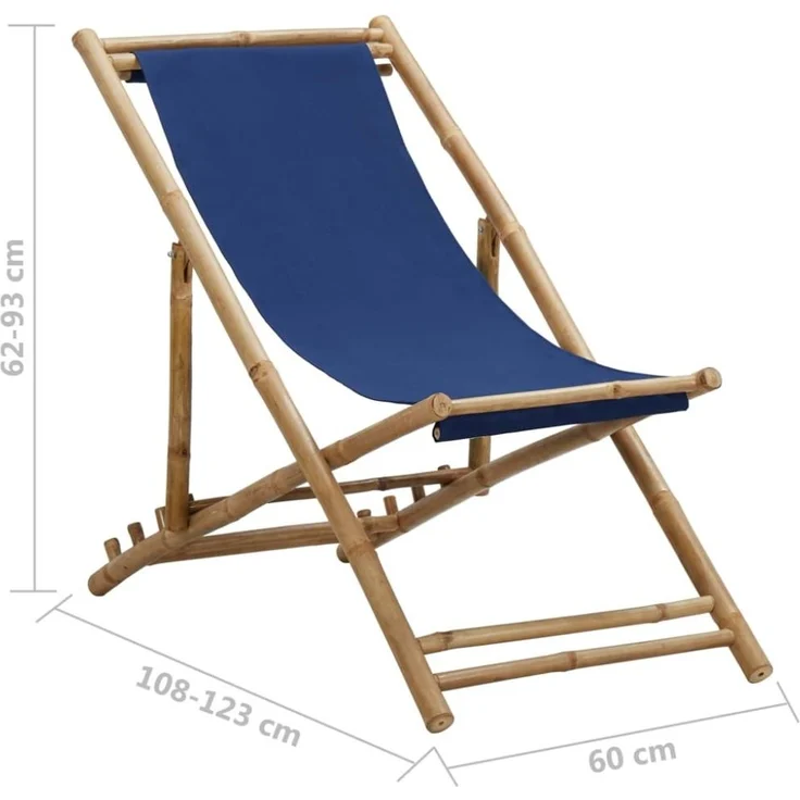 vidaXL Liegestuhl Bambus und Canvas Marineblau 313019 – Bild 8