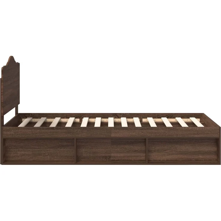 vidaXL Bettrahmen Braun Eichen-Optik 90 x 190 cm Massives Kiefernholz 3413368 – Bild 7