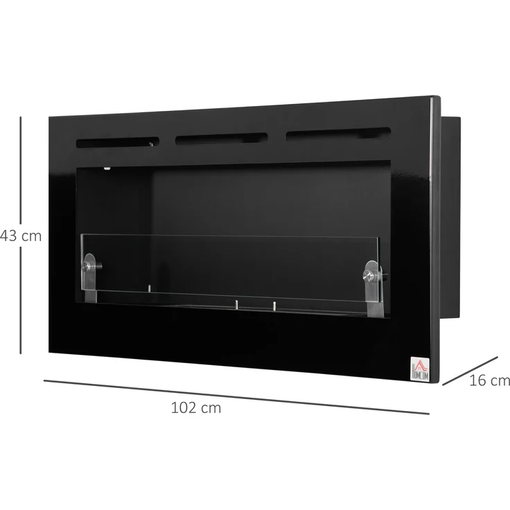 JARDJ Einbau-Wandkamin mit Bioethanol-Technologie und 2,8-Liter-Brenner, Brenndauer ca 3,5 Stunden, Abmessungen: 102 x 16 x 43 cm (L x B x H), Geeignet für Räume von 25–30 m², Material: Metall – Bild 5