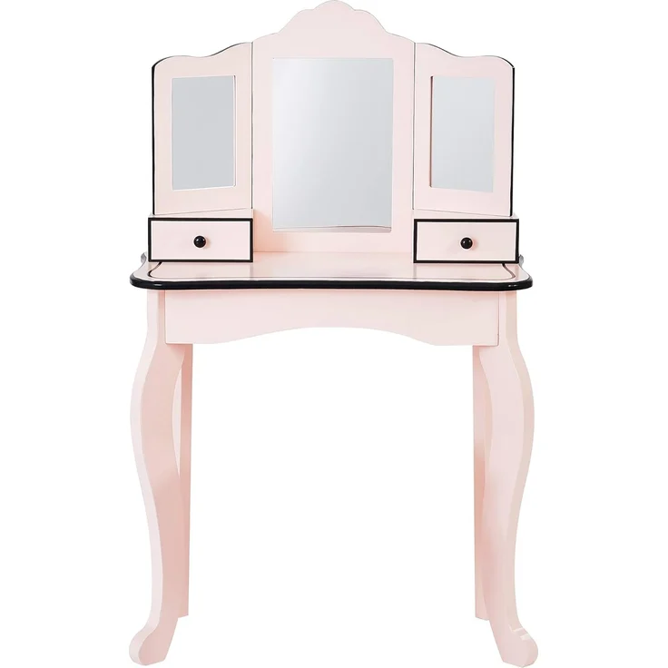 Fantasy Fields Kinder Holz Schminktisch mit Spiegel und Hocker Rosa/Schwarz TD-13028P – Bild 4