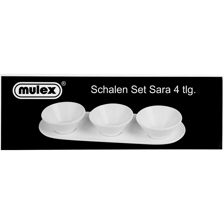 Sara 4-teiliges Snackschalen-Set aus Porzellan - 3 Schalen mit Servierplatte – Bild 4