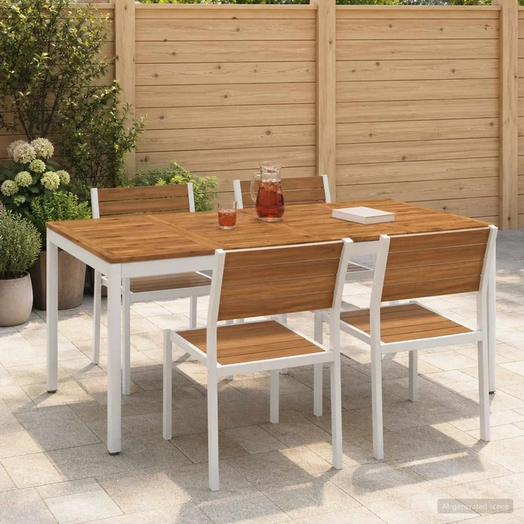 vidaXL Gartentisch NAARDEN Natur und Weiß 147 x 88,5 x 75 cm 901323 – Bild 1