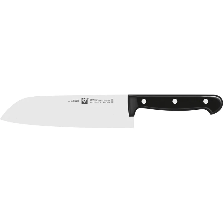 Zwilling 34917-181-0 Twin Chef Santokumesser, Rostfreier Spezialstahl, Zwilling Sonderschmelze, genietet, Vollerl, Kunststoff-Schalen, 18 cm
