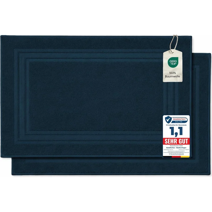 Komfortec Badvorleger Set 2 Teilig, Frottee Duschvorleger, Waschbar Duschmatte & Badteppich, 600 g/m² &100% Baumwolle, Saugfähig & Schnelltrocknend, 50x70 cm, Petrol