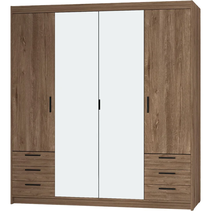 AX LIVING Kleiderschrank mit Spiegel Eiche Lefkas Storicos 4T6S 176,3 – Bild 1