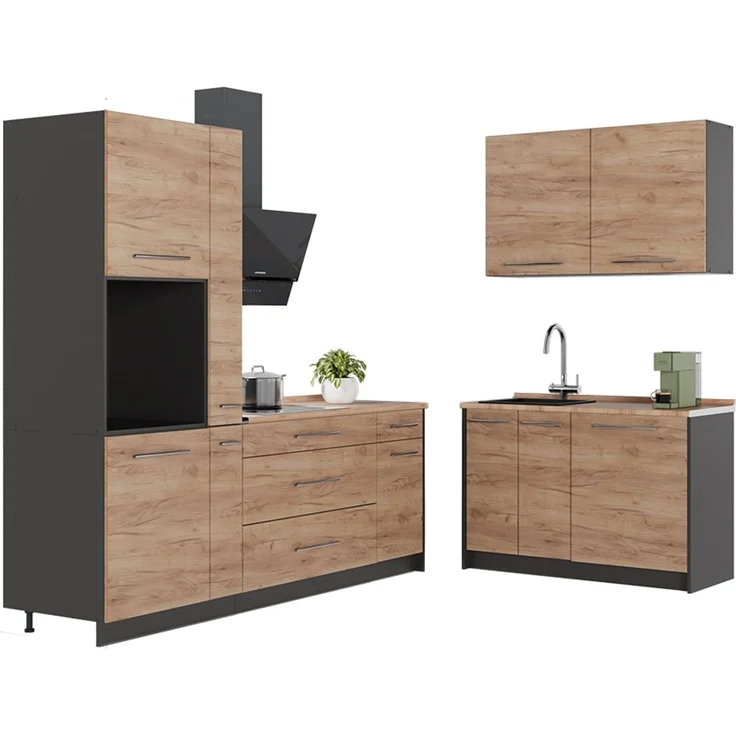 Küchenzeile Fame-Line Goldkraft Eiche/Anthrazit 220x120 cm, AP Eiche Vicco – Bild 6
