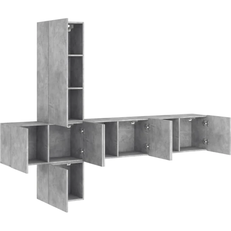 vidaXL 5-tlg. Wohnwand Betongrau Holzwerkstoff 3216460 – Bild 4