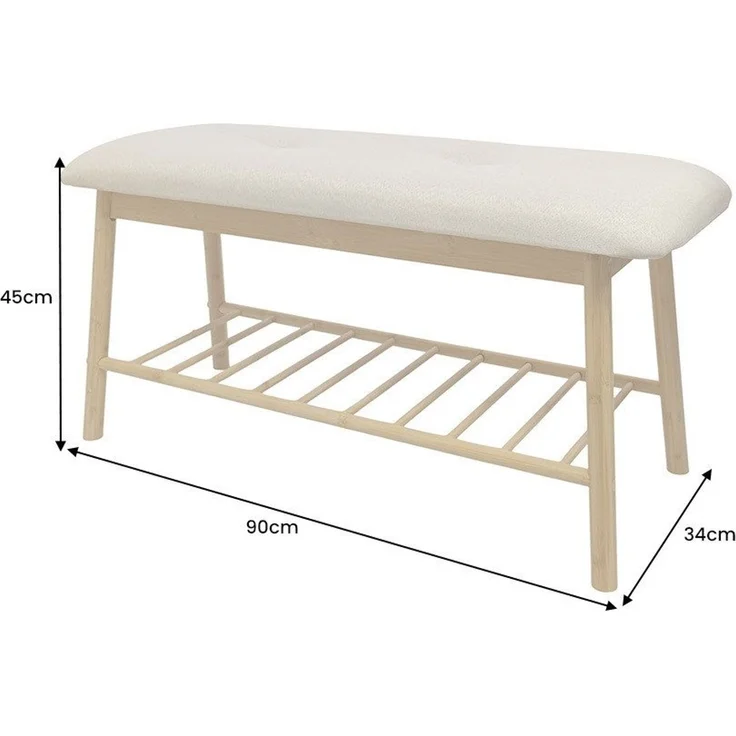 riess-ambiente Schuhbank ZEN-BO 80cm natur/grau - Bambus, FSC, Regal, Sitzbank, viel Stauraum (Einzelartikel, 1-St), Gepolsterte Garderobenbank aus Massivholz - ideal für Eingangsbereich – Bild 3