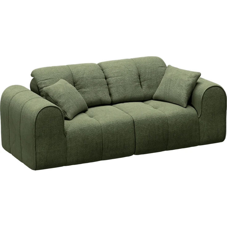 skølm 'Vanaheim' Sofa 2 Sitzer mit 2 Kissen, Cloud Sofa dunkelgrün, Chenille-Stoff, Vollschaumcouch mit Federkern und Vakuum-Kompression, kein Aufbau erforderlich – Bild 11