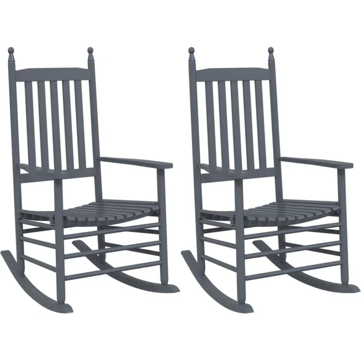 vidaXL Schaukelstühle mit Gebogenen Sitzen 2 Stk. Grau Pappelholz 3281589 – Bild 3