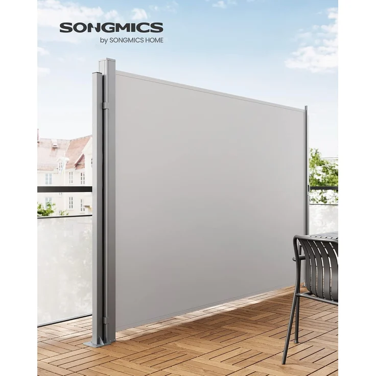 SONGMICS Standpfosten für Markisenkasten, Haltestange, Keine Wandmontage der Markise erforderlich, nur für SONGMICS Einzel-Seitenmarkise mit Stahl-Standpfosten geeignet, grau ASG502Y01 – Bild 3