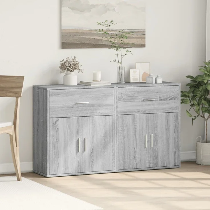 2 Stk. Sideboards, Kommoden Grau Sonoma-Eiche 60x31x70 cm Holzwerkstoff – Bild 2