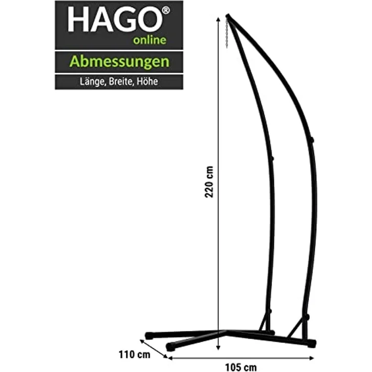 HAGO Hängemattengestell Hängestuhlgestell Metallgestell Hängeständer Hängegestell Metall unive – Bild 4