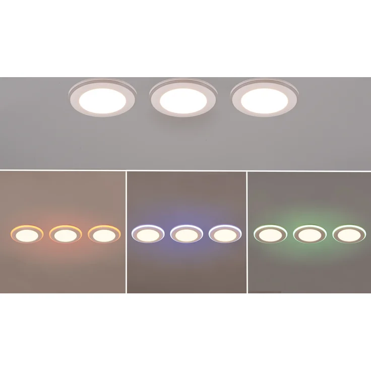 3er SET LED Einbaustrahler ARGUS Weiß mit Fernbedienung dimmbar & RGBW, Ø 8cm – Bild 1