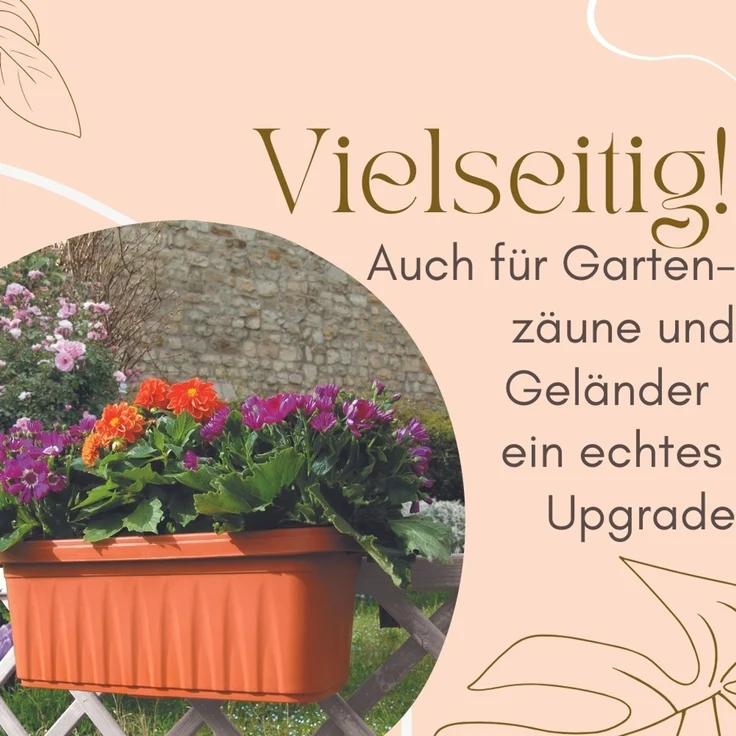 GarPet Balkonkasten 2er Set Blumenkasten Balkon Geländer Kasten Halterung Wasserspeicher – Bild 6