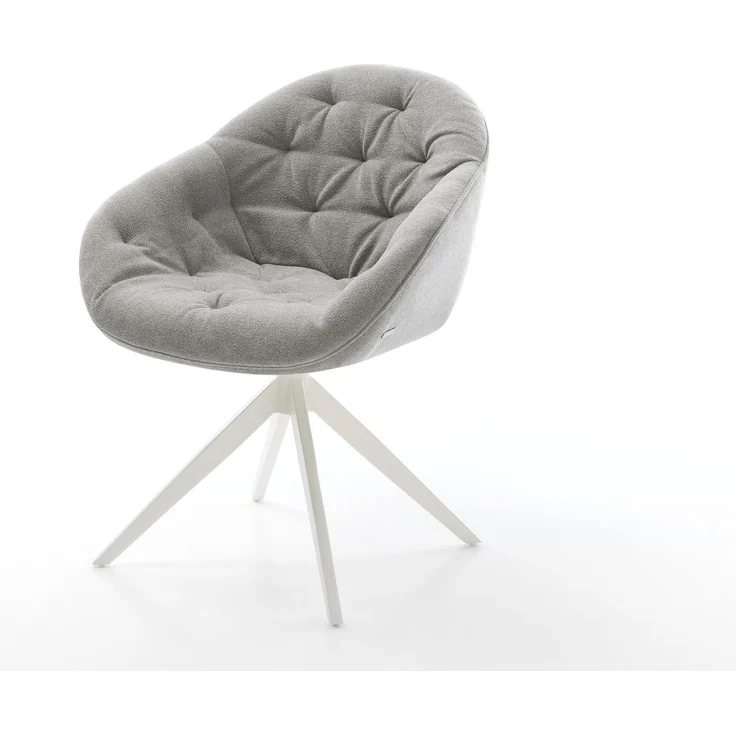 Drehstuhl Gaio-Flex Strukturstoff Soft Grau Kreuzgestell breit Weiß 360° drehbar Wippfunktion – Bild 1