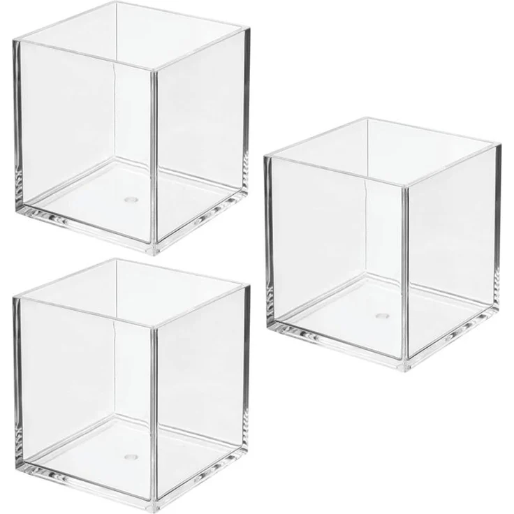 mDesign Schreibtisch Organizer Aufbewahrung Ablage Ordnung 3er-Set Transparent – Bild 1