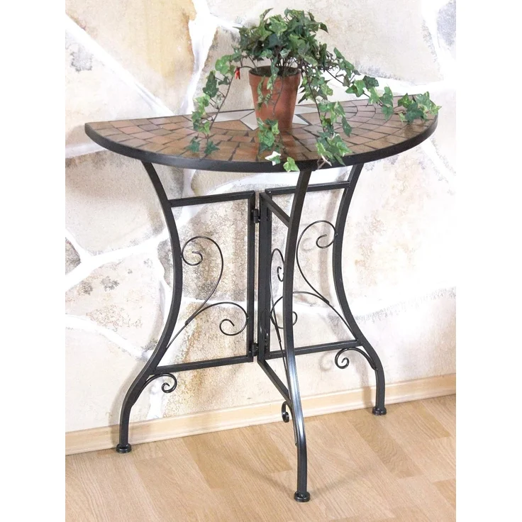 DanDiBo Tisch Halbrund Konsolentisch Wandtisch 120041 Beistelltisch Metall Mosaik 70 cm – Bild 2